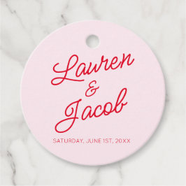 ミニマモダンミニマルリストのピンクと赤結婚の フェイバータグ