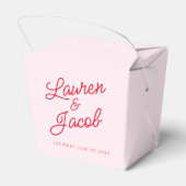 ミニマモダンミニマルリストのピンクと赤結婚の フェイバーボックス (裏面サイド)