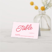 ミニマモダンミニマルリストのピンクと赤結婚の プレイスカード (正面)
