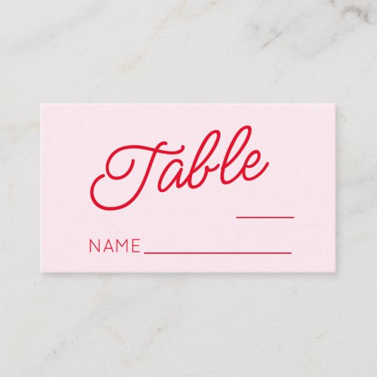 ミニマモダンミニマルリストのピンクと赤結婚の プレイスカード (正面)