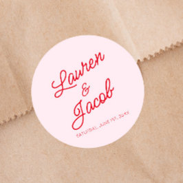 ミニマモダンミニマルリストのピンクと赤結婚の ラウンドシール