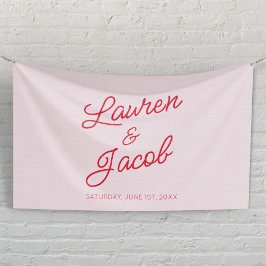 ミニマモダンミニマルリストのピンクと赤結婚の 横断幕