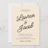 ミニマモダンミニマルリストのライトシャンパ結婚ーニュ 招待状 (正面)