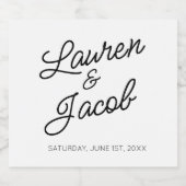 ミニマモダンミニマルリストの白結婚黒 スパークリングワインラベル (シングルラベル)