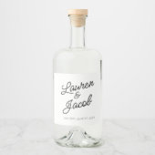 ミニマモダンミニマルル白黒結婚ズ リキュールボトルラベル (正面)