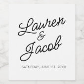 ミニマモダンミニマルル白黒結婚ズ ワインラベル (シングルラベル)