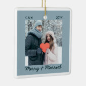 ミニマモダンメリー結婚したリストの新しい結婚写真 セラミックオーナメント (右)