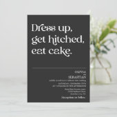 ミニマモダンリおもしろいムタイポグラフィブラック結婚ズ 招待状 (スタンド正面)