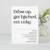 ミニマモダンリおもしろいムタイポグラフィホワ結婚イト 招待状 (スタンド正面)