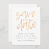 ミニマモダンリお洒落バラ金ゴールド日付の保存 案内ポストカード (正面/裏面)