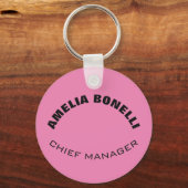 ミニマモダンリはっきりしたムプロフェッショナルフェミニンピンク キーホルダー (正面)