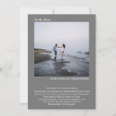 ミニマモダンリアートシンプルグレー写真結婚ズ 招待状 (正面)