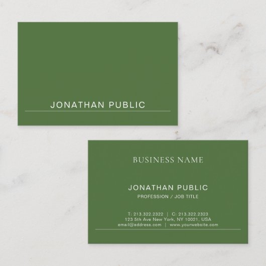 ミニマモダンリエレガントアルデザイングリーントレンディー 名刺 (正面/裏面)