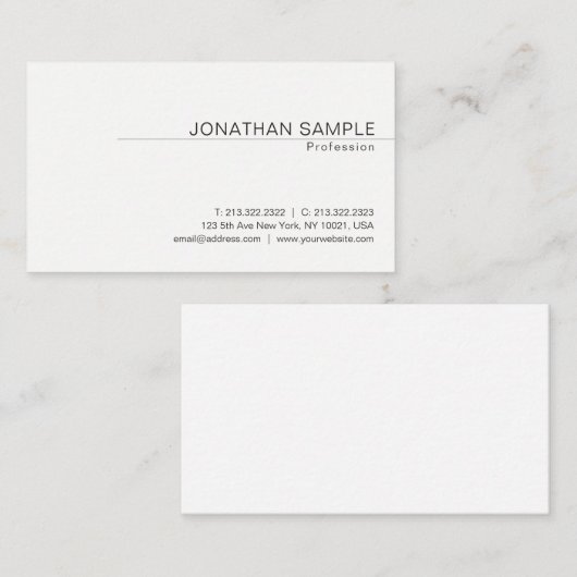 ミニマモダンリエレガントアルデザイントレンディープレーン 名刺 (正面/裏面)