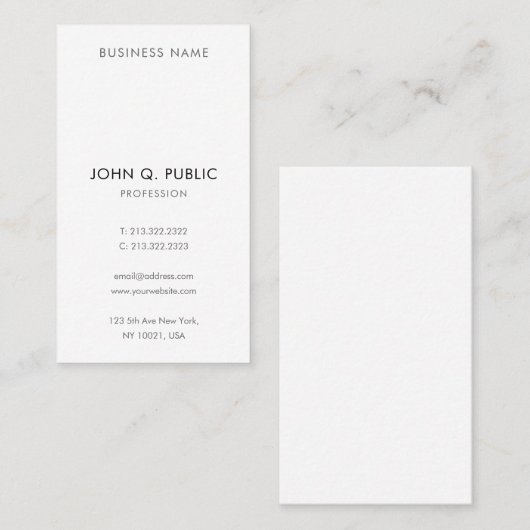 ミニマモダンリエレガントアルプロフェッショナル垂直 名刺 (正面/裏面)