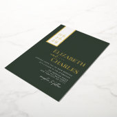 ミニマモダンリエレガントグ緑の金ゴールド結婚ズ 箔招待状 (回転した状態)