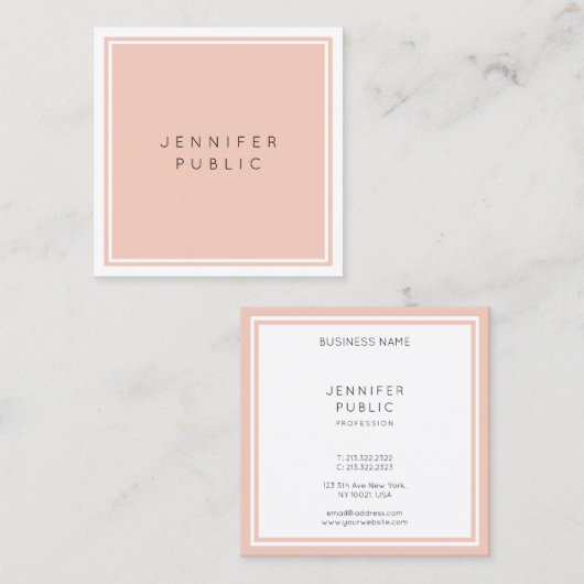 ミニマモダンリエレガントシンプルテンプレート スクエア名刺 (正面/裏面)