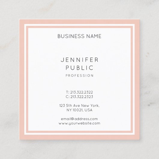 ミニマモダンリエレガントシンプルテンプレート スクエア名刺 (裏面)