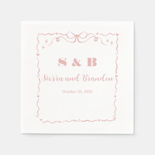 ミニマモダンリカスタムアルスリボ結婚ンのナプキン スタンダードカクテルナプキン (正面)