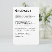 ミニマモダンリシンプルお洒落結婚詳細 エンクロージャーカード (スタンド正面)