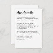 ミニマモダンリシンプルお洒落結婚詳細 エンクロージャーカード (正面/裏面)