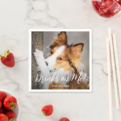 ミニマモダンリシンプルのカスタムドッグフォト結婚ズ スタンダードカクテルナプキン (インサイチュ)