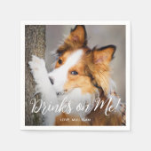 ミニマモダンリシンプルのカスタムドッグフォト結婚ズ スタンダードカクテルナプキン (正面)