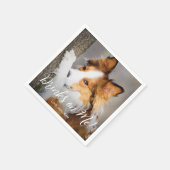 ミニマモダンリシンプルのカスタムドッグフォト結婚ズ スタンダードカクテルナプキン (角)