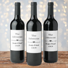 ミニマモダンリシンプルの結婚ワインラベル ワインラベル