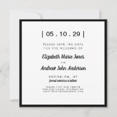 ミニマモダンリシンプルはっきりした白黒結婚ズ セーブザデート (正面)