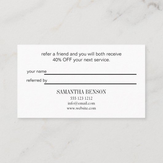 ミニマモダンリシンプルアルエレガント 紹介カード (裏面)