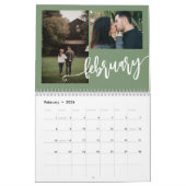 ミニマモダンリシンプルアル緑の写真コラージュ カレンダー (2月 2026)