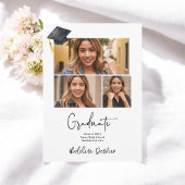 ミニマモダンリシンプルアル3枚の写真の卒業 案内状