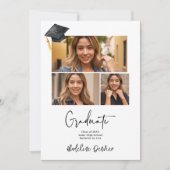 ミニマモダンリシンプルアル3枚の写真の卒業 案内状 (正面)