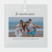 ミニマモダンリシンプルカスタムの家族の写真 ガラスオーナメント (正面)