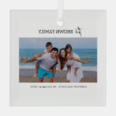 ミニマモダンリシンプルカスタムの家族の写真 ガラスオーナメント (裏面)