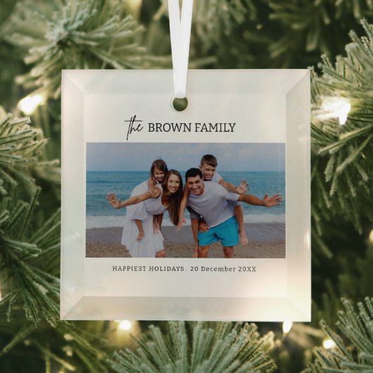 ミニマモダンリシンプルカスタムの家族の写真 ガラスオーナメント (インサイチュ)