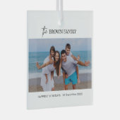 ミニマモダンリシンプルカスタムの家族の写真 ガラスオーナメント (正面右)