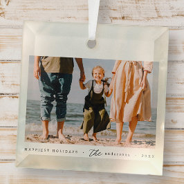 ミニマモダンリシンプルカスタムの家族の写真 ガラスオーナメント