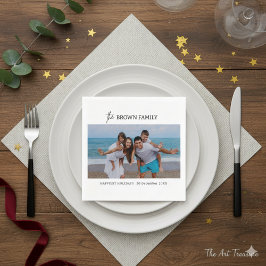 ミニマモダンリシンプルカスタムの家族の写真 スタンダードカクテルナプキン