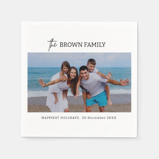ミニマモダンリシンプルカスタムの家族の写真 スタンダードカクテルナプキン (正面)