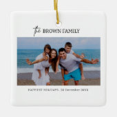 ミニマモダンリシンプルカスタムの家族の写真 セラミックオーナメント (正面)