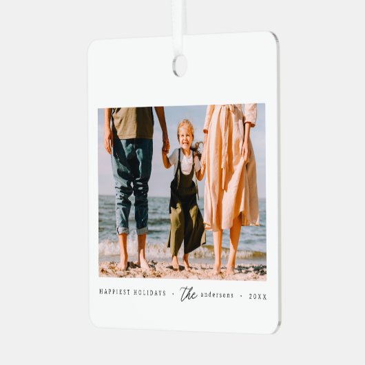 ミニマモダンリシンプルカスタムの家族の写真 メタルオーナメント (正面左)