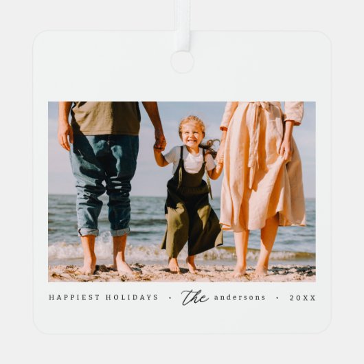ミニマモダンリシンプルカスタムの家族の写真 メタルオーナメント (裏面)