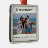 ミニマモダンリシンプルカスタムの家族の写真 メタルオーナメント (右)