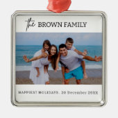 ミニマモダンリシンプルカスタムの家族の写真 メタルオーナメント (正面)