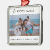 ミニマモダンリシンプルカスタムの家族の写真 メタルオーナメント (左)