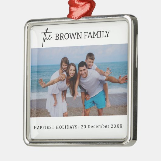 ミニマモダンリシンプルカスタムの家族の写真 メタルオーナメント (左)
