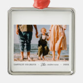 ミニマモダンリシンプルカスタムの家族の写真 メタルオーナメント (正面)