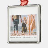 ミニマモダンリシンプルカスタムの家族の写真 メタルオーナメント (左)
